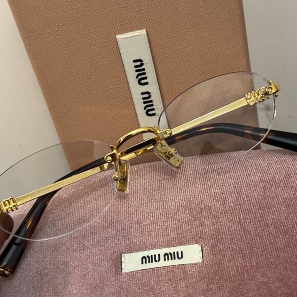 Miu Miu Luxury Rimless Gold Eyeglasses Minimal Fashion Frame main image 4